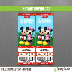 Minnie Mouse & Mickey (Mickey Mouse Clubhouse) Birthday Ticket Invitations